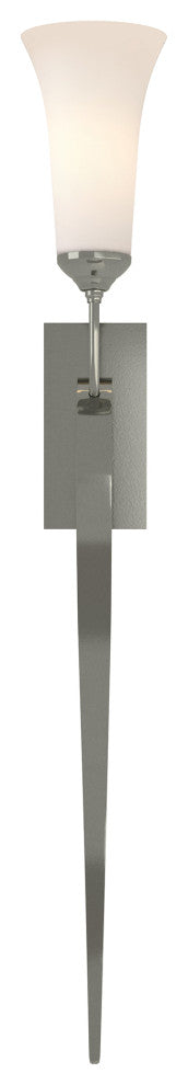 Sweeping Taper Sconce, Sterling Finish, Opal Glass
