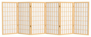 3' Tall Window Pane Shoji Screen, Natural, 6 Panels