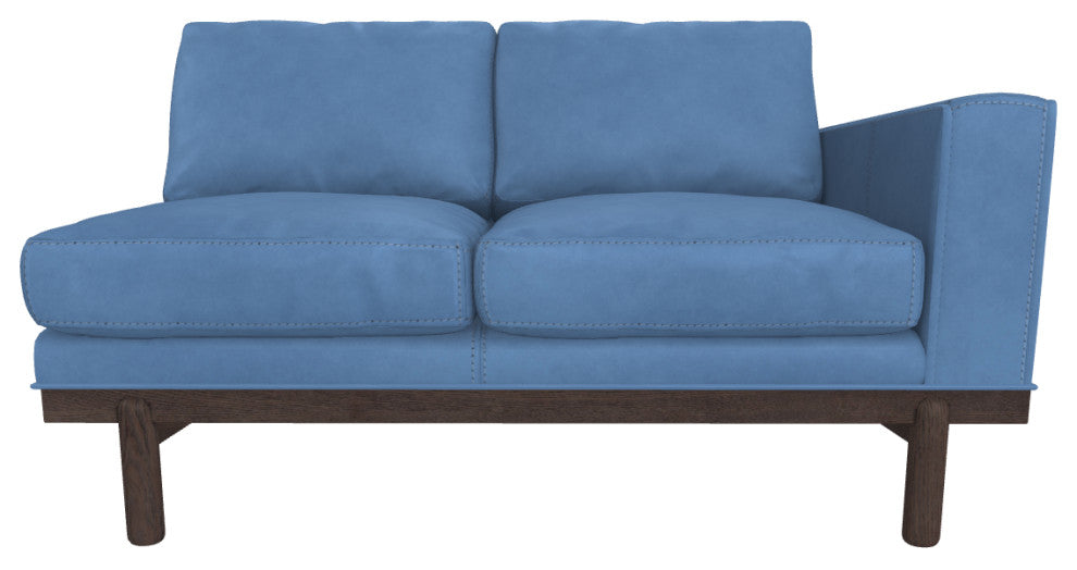 Cantor Right Arm Leather Sofa, Finish: Ebony, Leather: Indigo Mist