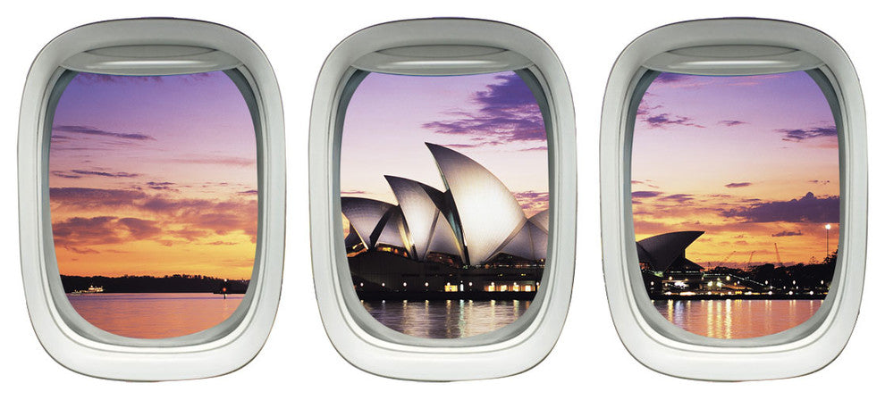 VWAQ Aviation Window Decals - Sydney Opera House Wall Art Plane Window Clings