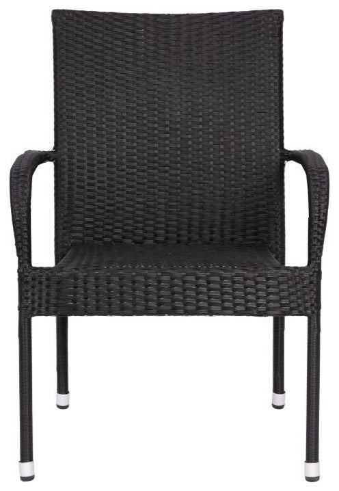 Maxim Set of 4 Stackable Indoor/Outdoor Wicker Dining Chairs with Steel Frames,