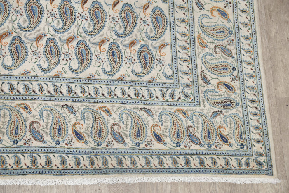 Consigned, Vintage Traditional Oriental Handmade Persian Area Rug, Beige, 9x12