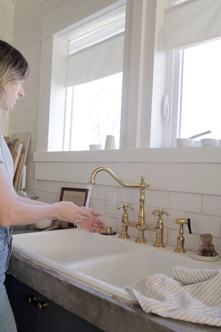 Kingston Brass Bridge Kitchen Faucet With Brass Sprayer, Polished Brass