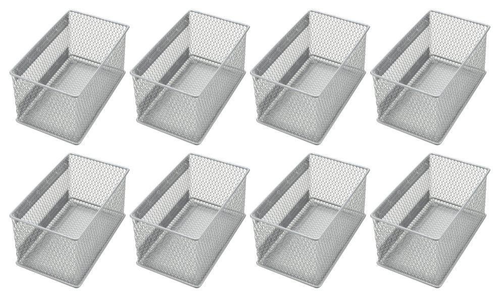 YBM Home Wire Mesh Magnetic Basket Silver 7.75"x4.3"x4.3" 8 Pack