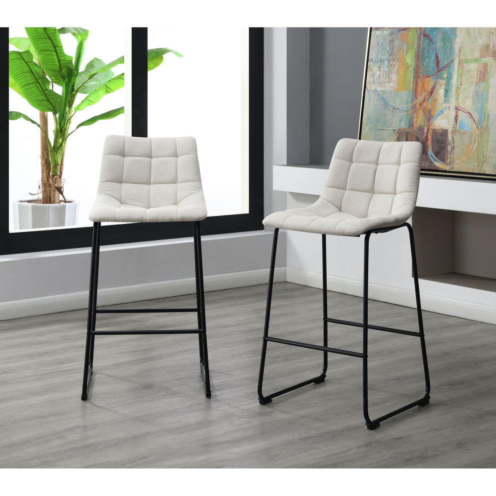 Seth, QSD6099 5B 30" Linen White Bar Stool, Set of 2