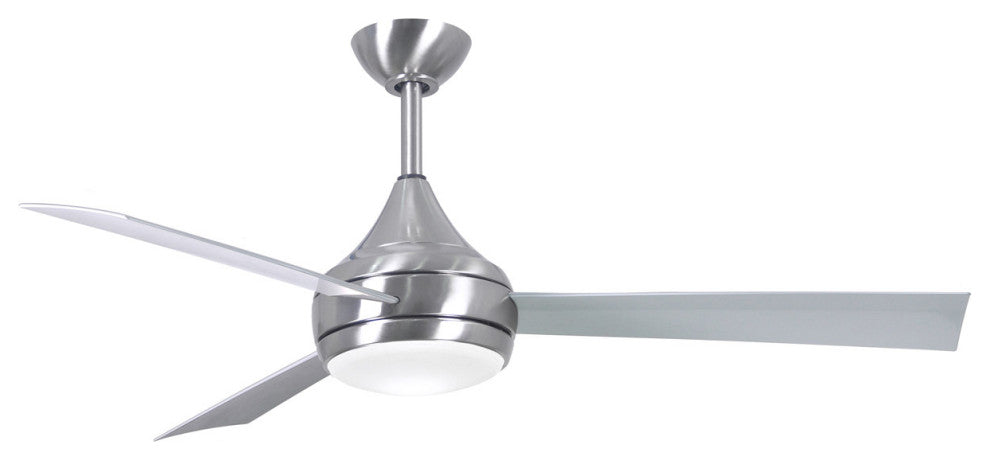 Matthews Fan, Donaire Coastal Ceiling Fan, Brushed Stainless, Gloss White Wood