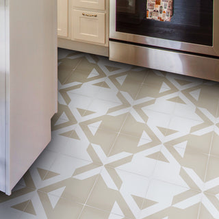 Tantan Handmade Cement Tile, Tan/White, Sample