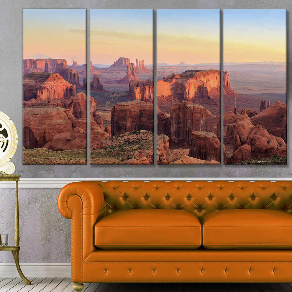 Hunts Mesa Panorama, Landscape Canvas Art Print, 48"x28", 4 Panels