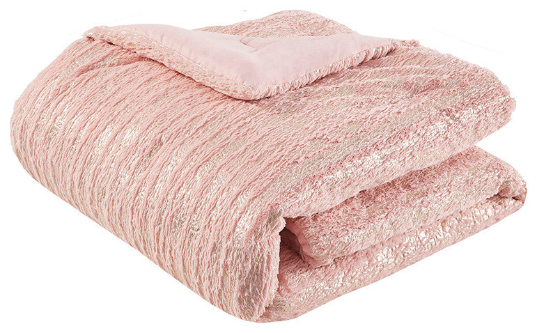 Intelligent Design Naomi Metallic Print Faux Fur Comforter Set