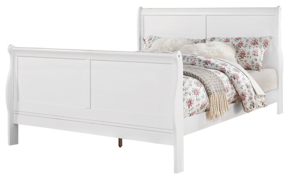 ACME Louis Philippe III EK Bed, White, Eastern King Bed