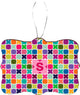 Letter S Monogram Hot Pink Mosaic Rectangle Design Christmas Tree Ornament