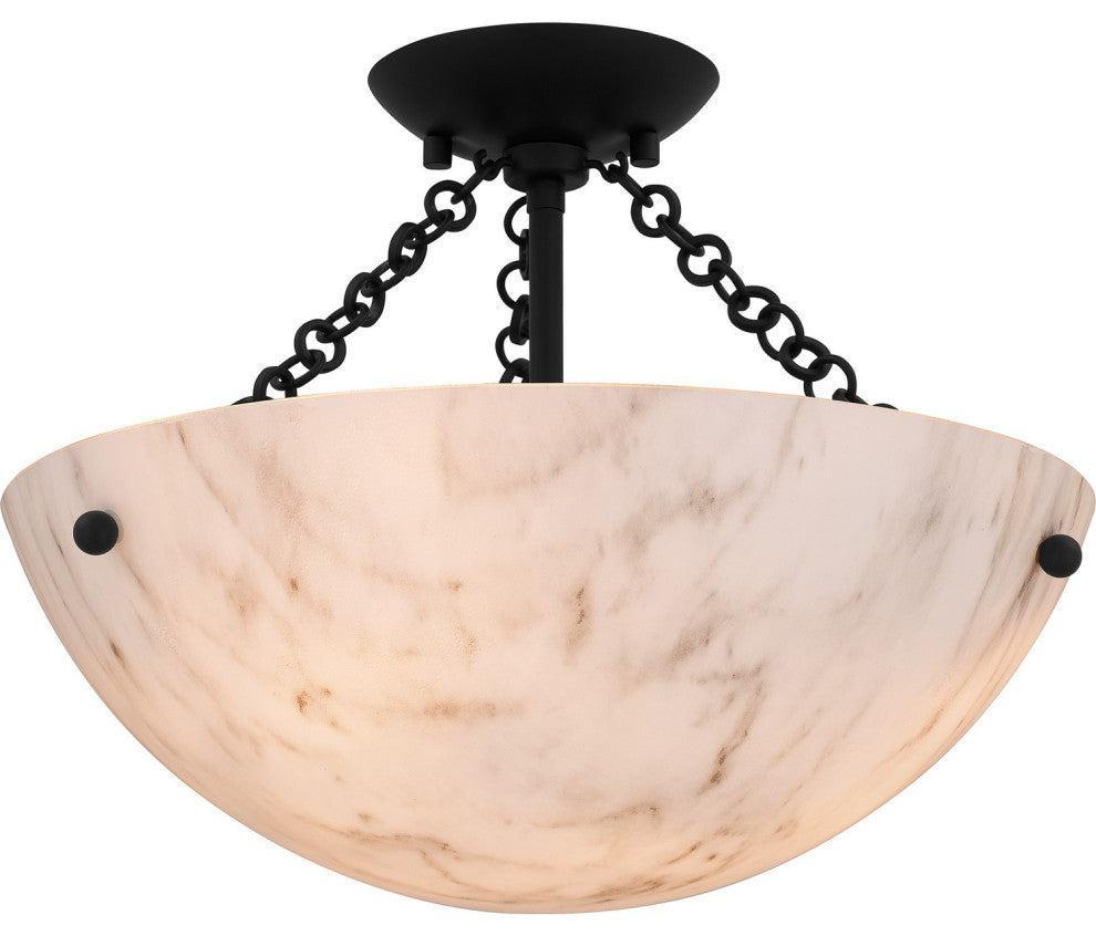 Three Light Semi Flush Mount in Matte Black