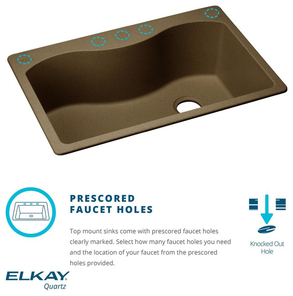ELGH3322RBK0 Quartz Classic 33" x 22" Drop-in Sink with Aqua Divide, Black