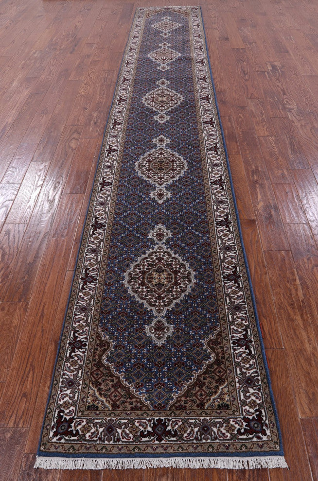 Runner Persian Tabriz Handmade Wool and Silk Rug 2' 7" X 15' 10" Q8945