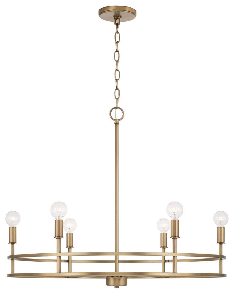HomePlace Lighting Fuller 6-Light Chandelier 448761AD Aged Brass