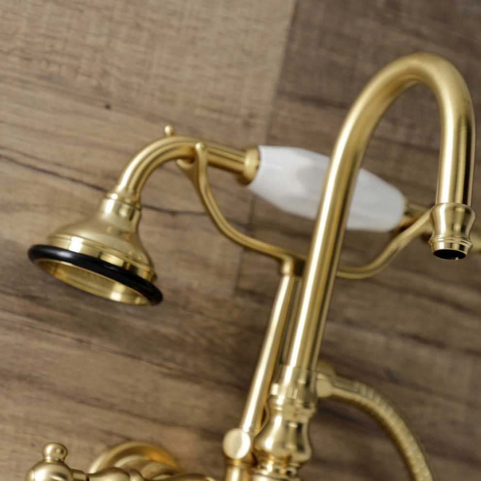 AE9T7 Wall Mount Clawfoot Tub Faucet, Brushed Brass