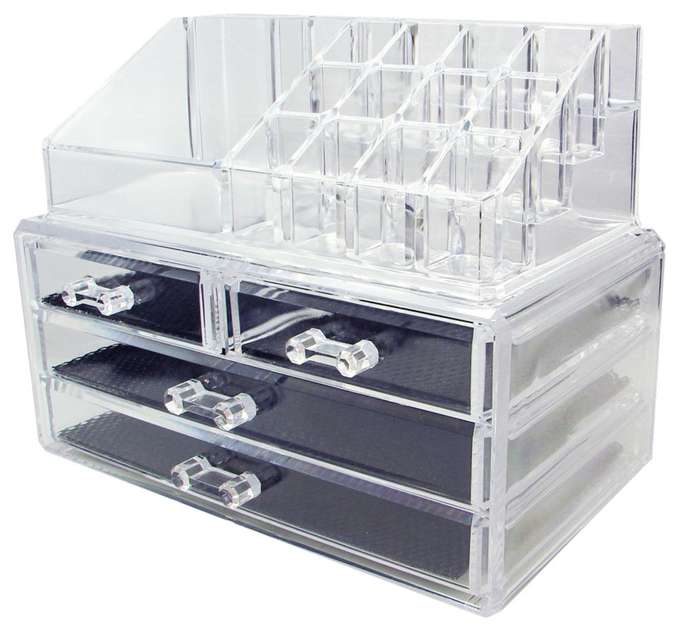 OnDisplay Cosmetic Makeup and Jewelry Storage Case Display - 4 Drawer Tiered De