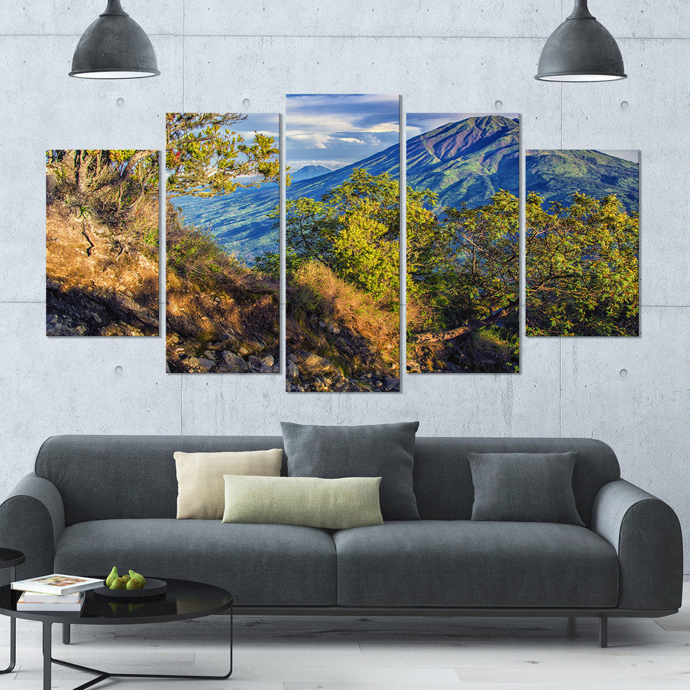 Merbabu Volcano in Java, Landscape Canvas Art Print, 60"x32", 5 Panels