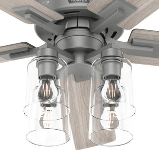 Hunter 52" WiFi Techne Ceiling Fan, LED Kit, Remote, Matte Silver
