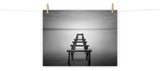 Soft Lake & Abandoned Pier Black & White Landscape Photo Loose Wall Art Print, 18" X 24"
