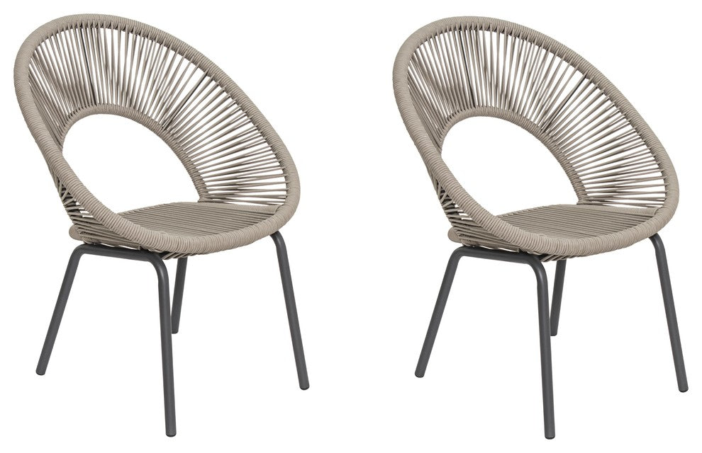 Ionian Dining Chair, Set of 2, Dark Gray Frame, Cardamom Taupe Weave