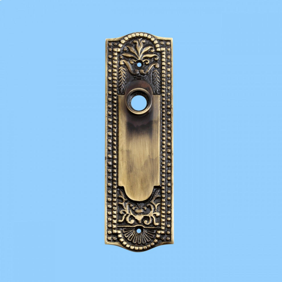 Door Back Plate Antique Brass Beaded Without Keyhole 7 1/4" H Pack of 2