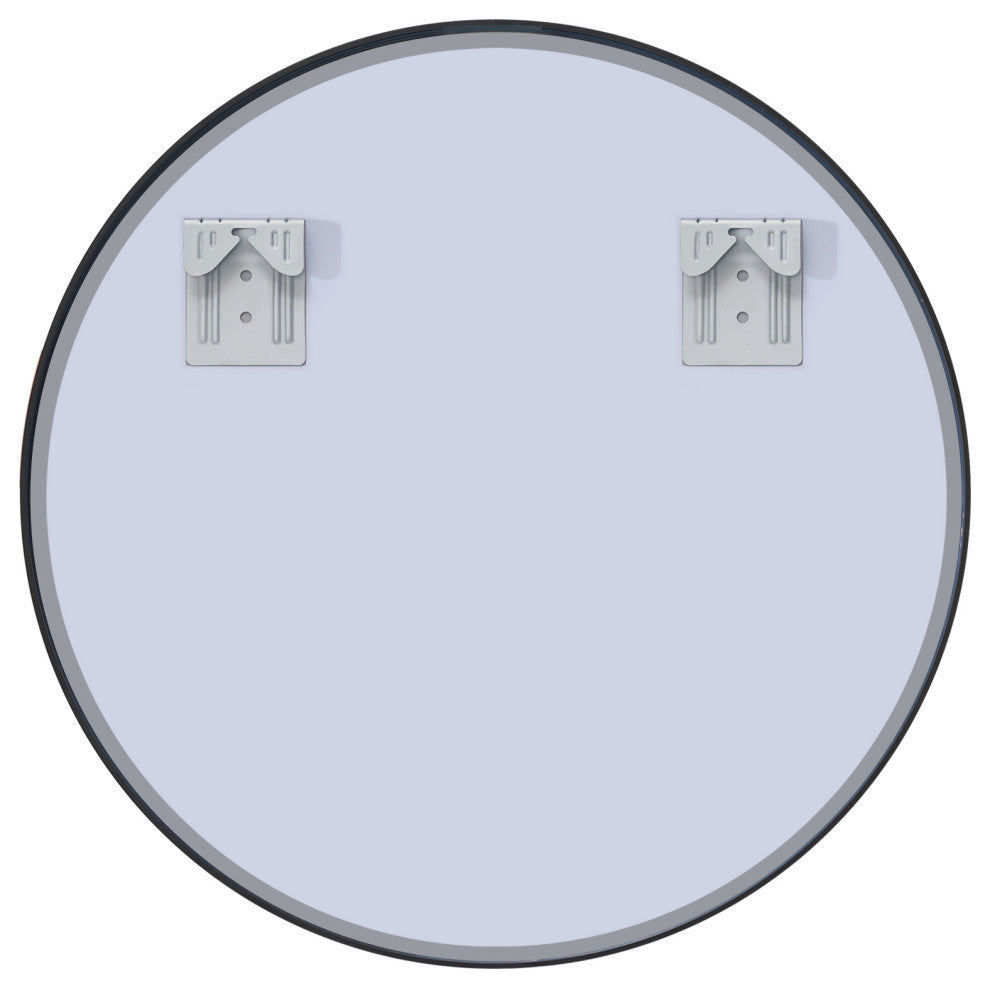 Bella Soft Corner Anodized Aluminum Wall Vanity Mirror, Matte Black, 32"x32", Round