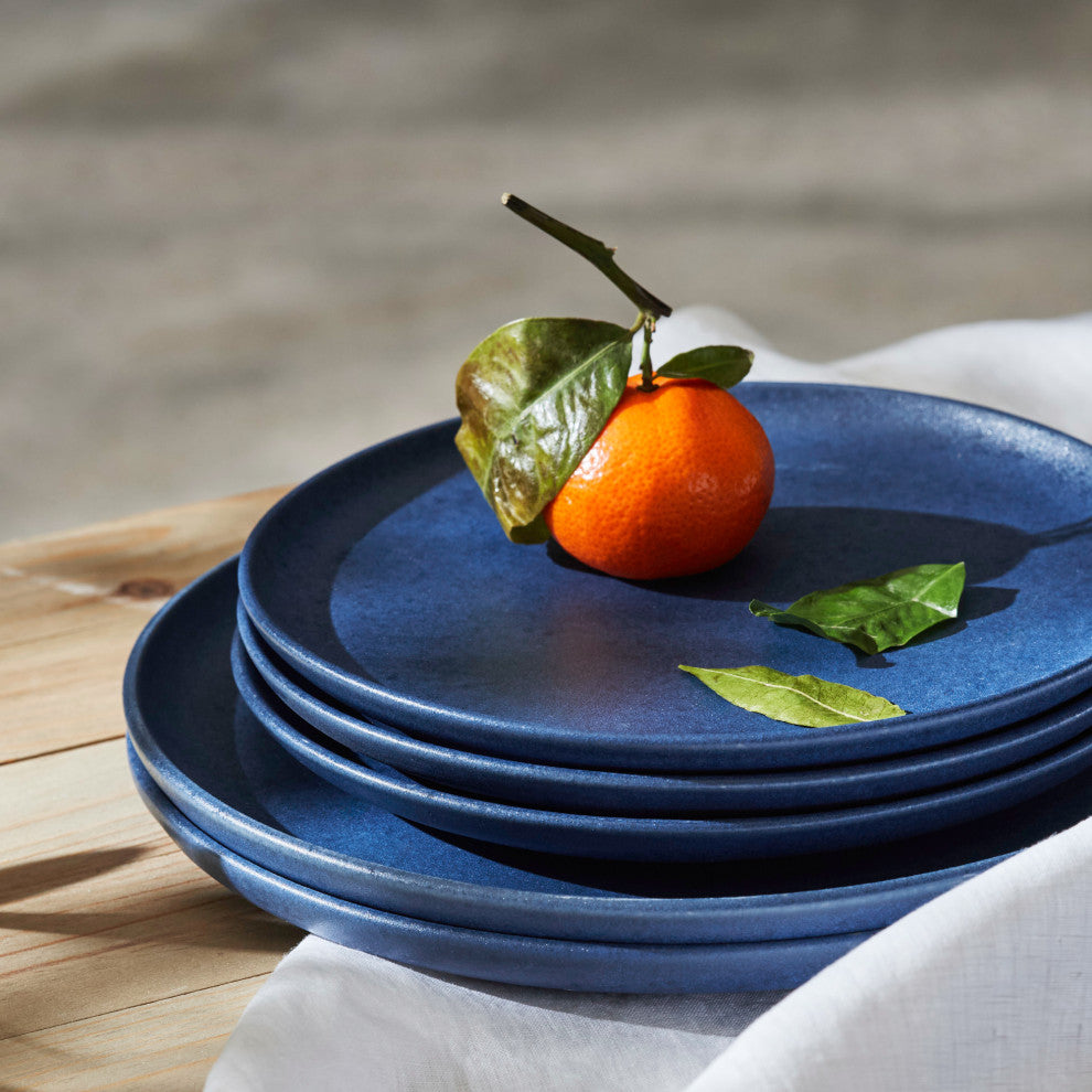 Porto by Stone Lain Macchio Stoneware Dinnerware Set, Blue Matte, 12-Piece