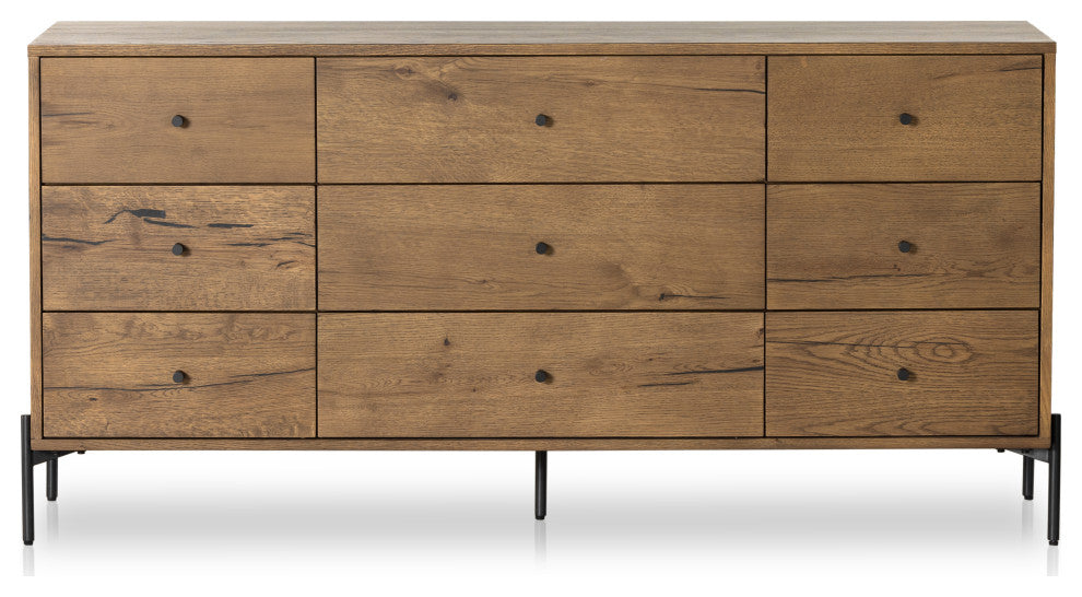 Eaton 9 Drawer Dresser-Amber Oak Resin