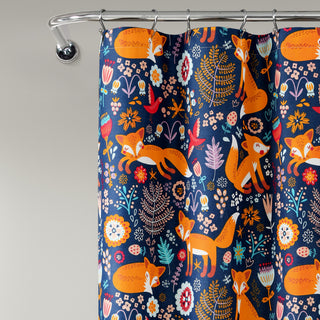 Pixie Fox Shower Curtain 72x72, Navy