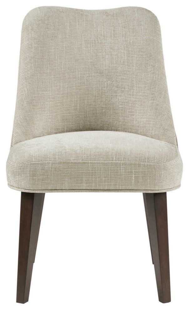 Martha Stewart Holls Round Piping Curved Back Side Dining Chair, Beige, Set of 2