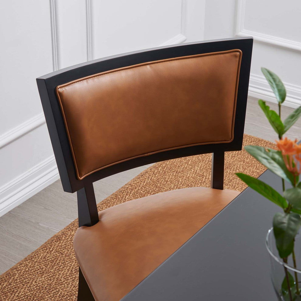 Pristine Vegan Leather Dining Chairs Set of 2, Tan