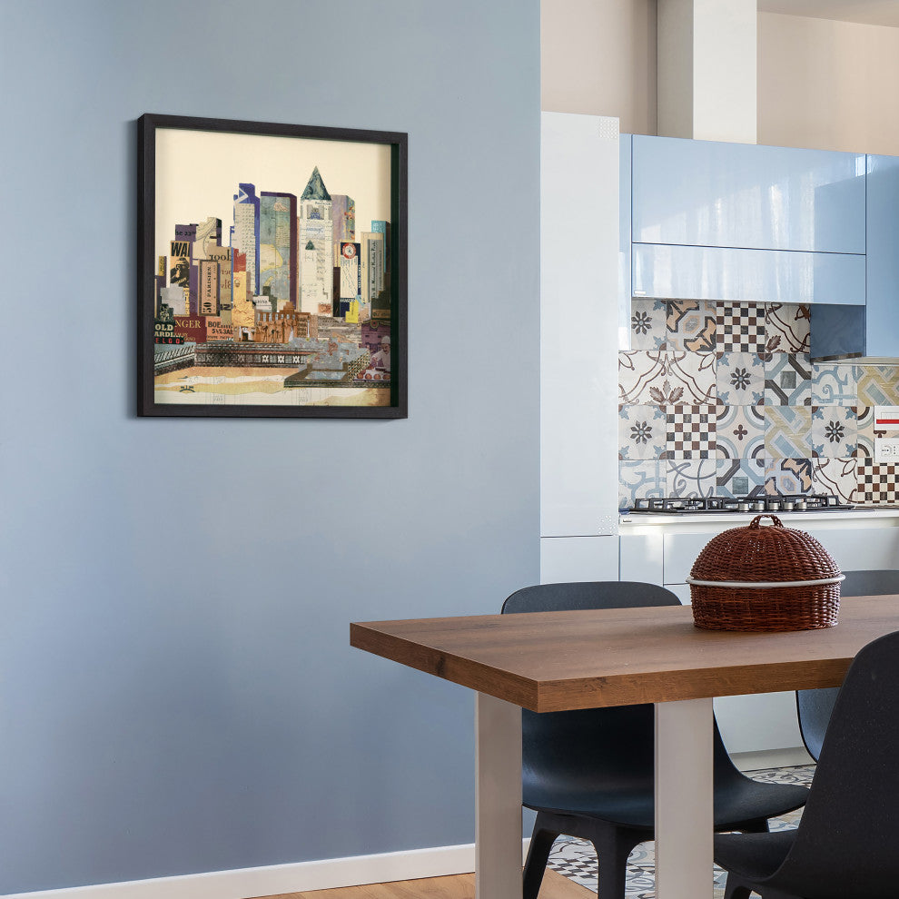 New York City Skyline Dimensional Collage Framed Wall Art Under Glass Art