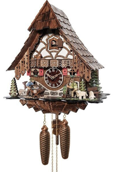 River City Clocks 844-14 Eight Day Clock Moving Man Saws Wood and Volksmarcher