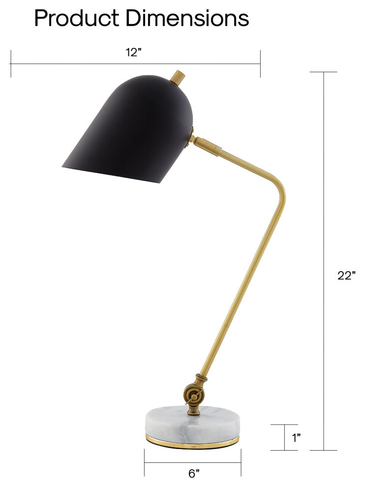 Inspired Home Brilynn Table Lamp, Marble Stone Base, Black