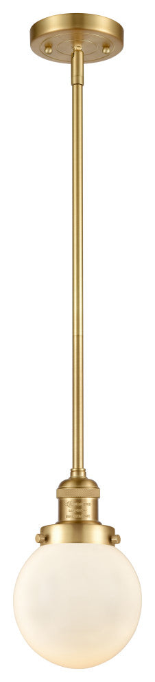 Beacon Mini Pendant, Satin Gold, Matte White