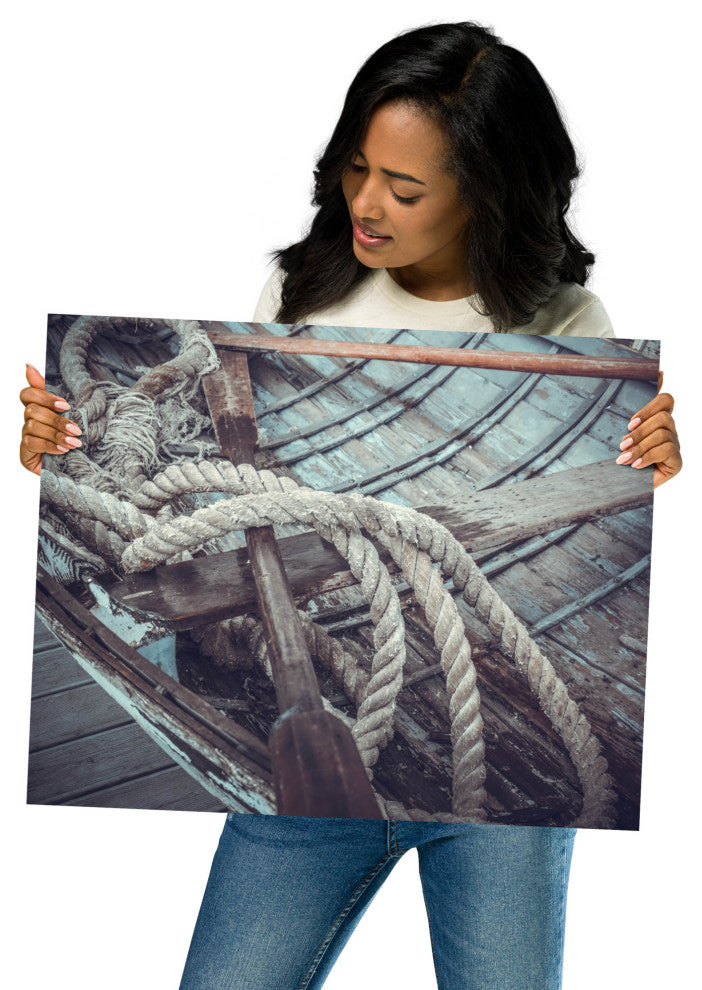 Vintage Boat Oars and Ropes Nautical Photo Loose Wall Art Prints, 16" X 20"