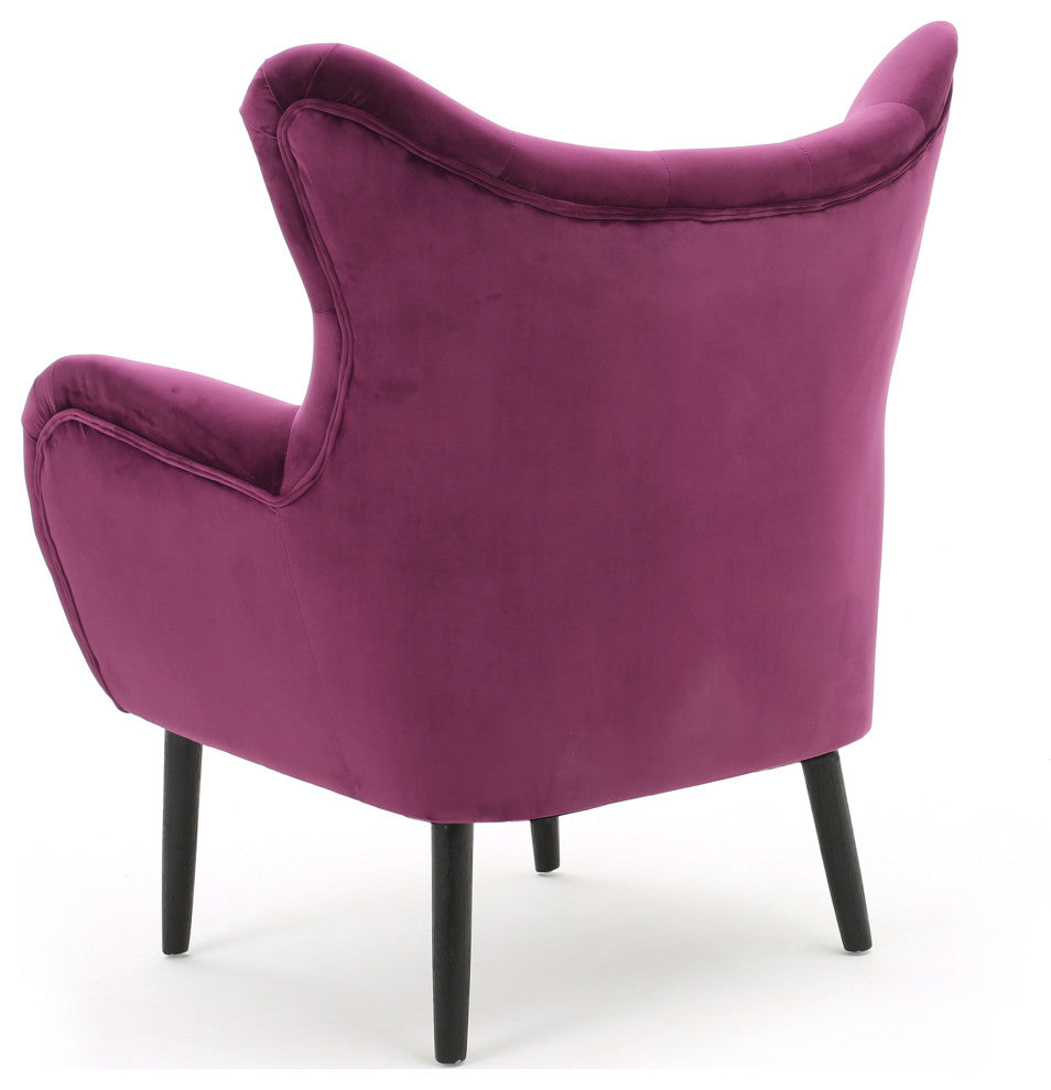 GDF Studio Kotop Contemporary New Velvet Wingback Arm Chair, Fuchsia
