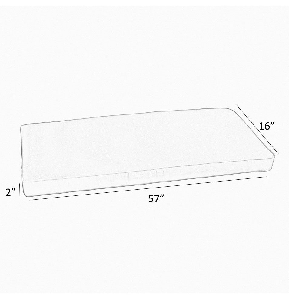 Sorra Home Gardenia Seaglass Outdoor/IndoorCorded Bench Cushion 57x16x2"