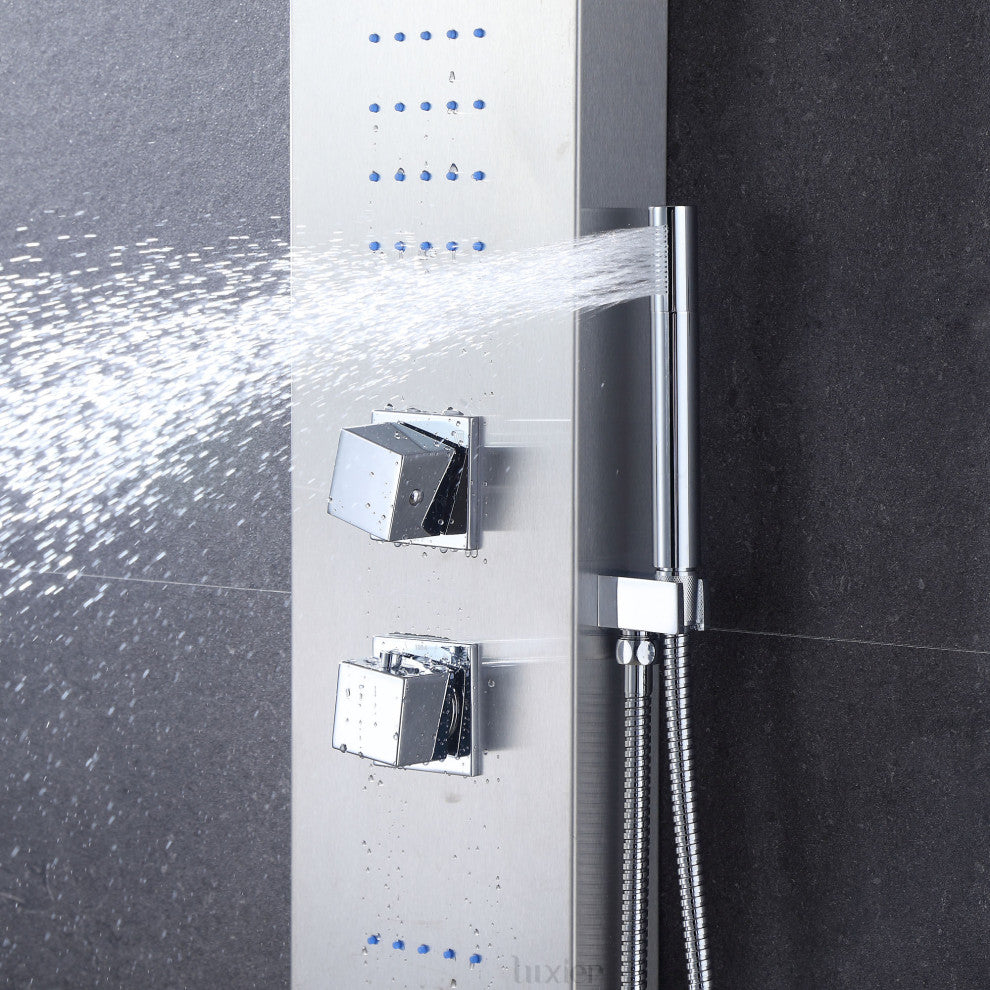 Luxier 48" Shower Panel System With Rainfall Waterfall Shower Head Hand Shower