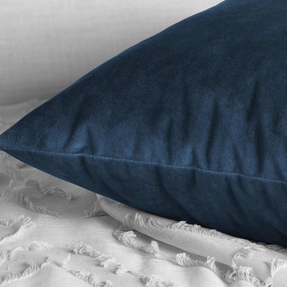 Heritage Plush Velvet Cushion Cover Pair, Eternal Blue, 18w X 18l