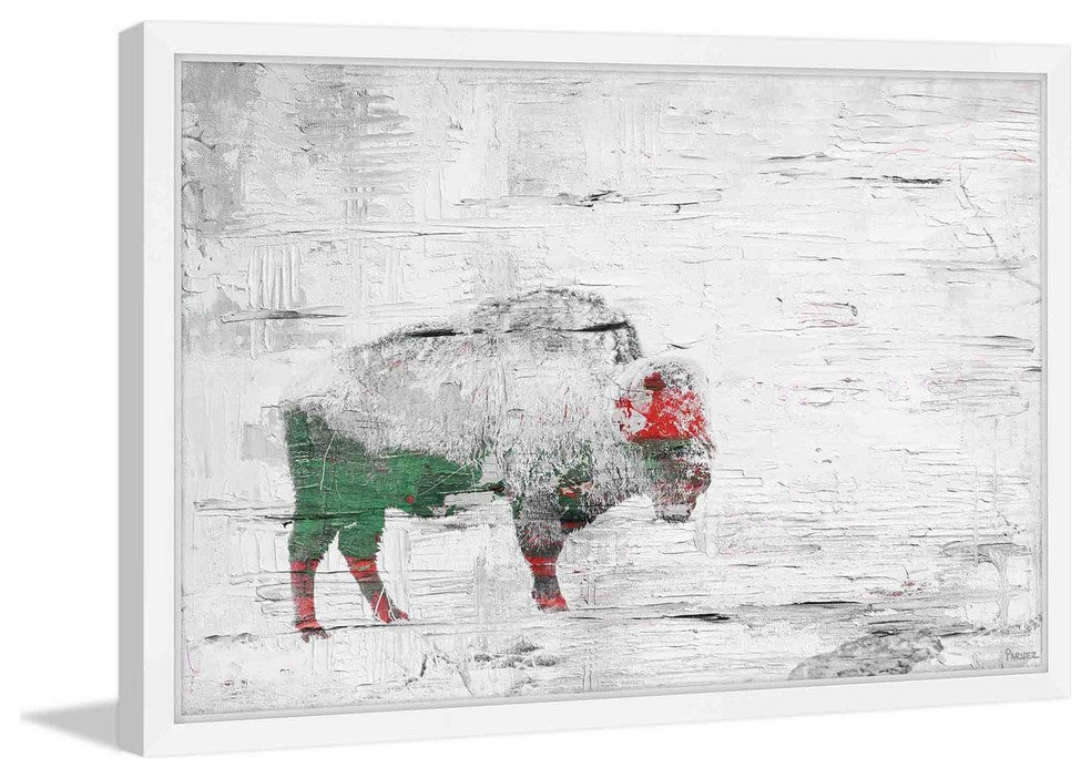 Parvez Taj "Snow Buffalo" Framed Painting Print, 18"x12"