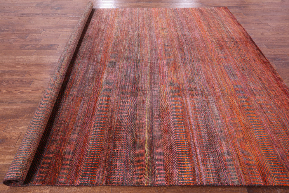 9' Square Wool & Silk Super Savannah Gabbeh Handmade Rug - Q13067