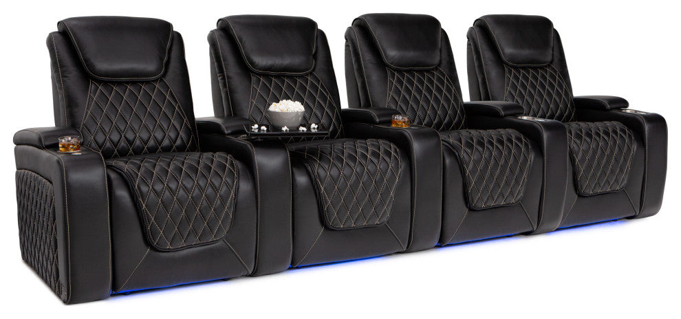Seatcraft Muse Home Theater Seating, Black, Row of 4