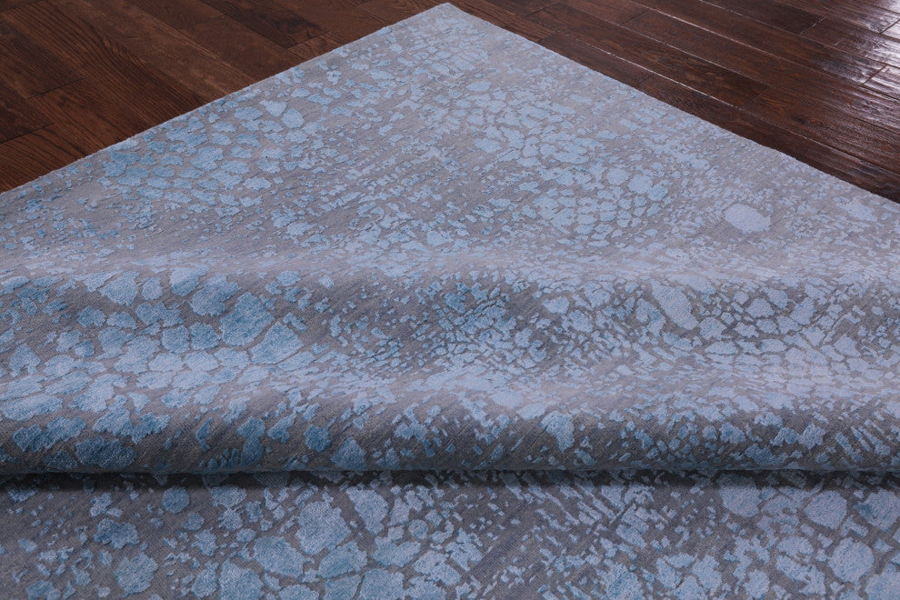 Contemporary Handmade Wool and Silk Rug 8' 0" X 9' 10" Q6694