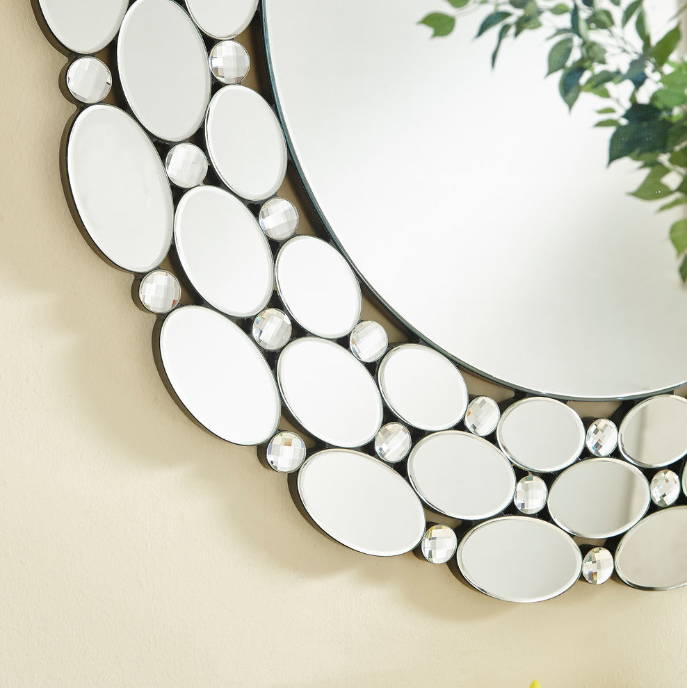 Sparkle 35" Contemporary Round Mirror, Clear