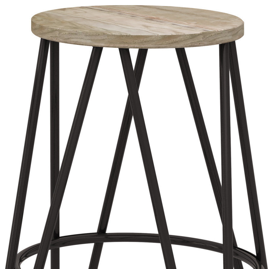 Simeon 24 inch Metal Counter Height Stool with Wood Seat