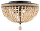 Dune Wood Bead 3-Light Farmhouse LED Semi Flush Mount, Oil Rubbed Bronze/Taupe