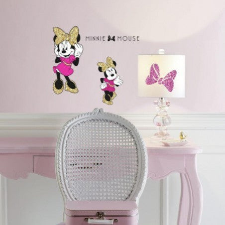 Minnie Mouse Peel and Stick Wall Decals With Glitter, 4-Piece Set