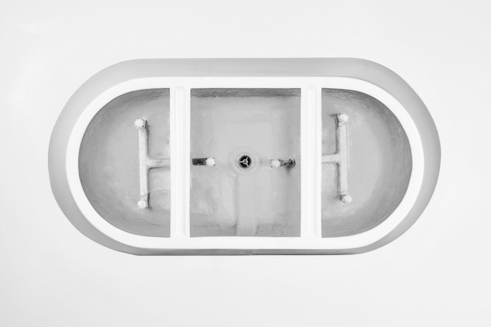 Freestanding Acrylic Bathtub, White/Polished Chrome, 59"